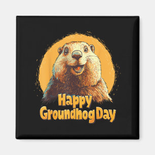 Happy Groundhog Day 2025 Funny Groundhog Day Decor Magnet