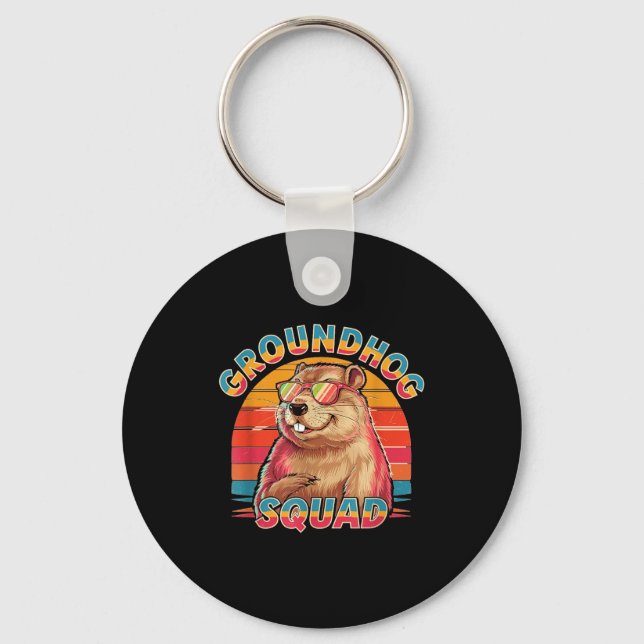 Happy Groundhog Day 2025 Funny Groundhog Squad _1  Keychain (Front)