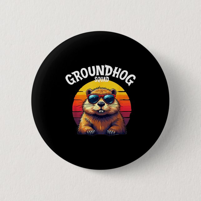Happy Groundhog Day 2025 Funny Groundhog Squad _3  2 Inch Round Button (Front)