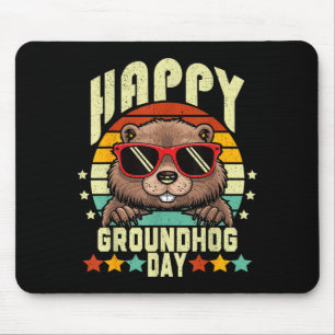 Happy Groundhog Day 2025 Funny Retro Marmot Lover Mouse Pad