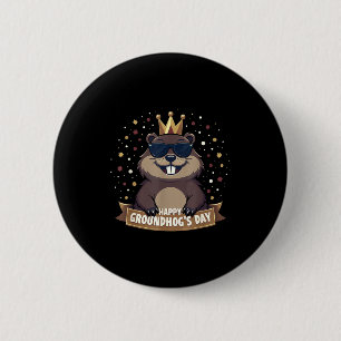 Happy Groundhog Day 2025 Funny Woodchuck 2 Inch Round Button