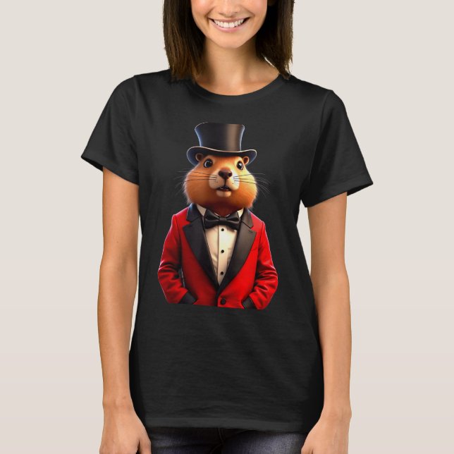 Happy Groundhog Day 2025 Groundhog Gentleman Hat _ T-Shirt (Front)