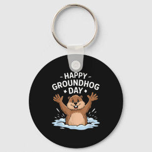Happy Groundhog Day 2025 Keychain