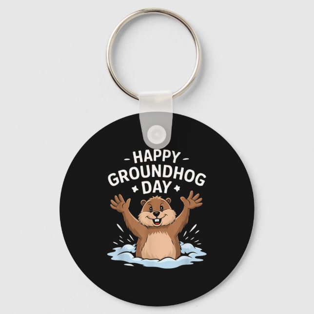 Happy Groundhog Day 2025  Keychain (Front)