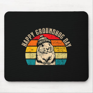 Happy Groundhog Day 2025 Woodchuck Vintage Mouse Pad