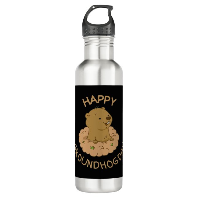 Happy Groundhog Day 710 Ml Water Bottle (Front)