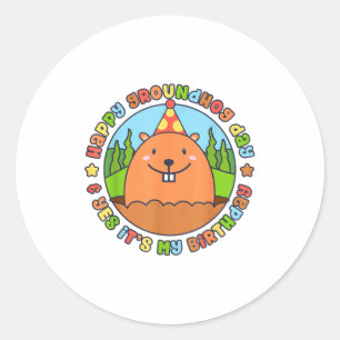 Happy Groundhog Day And Yes Its My Birthday Party Classic Round Sticker