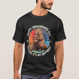 Happy Groundhog Day Birthday Football Funny Retro  T-Shirt