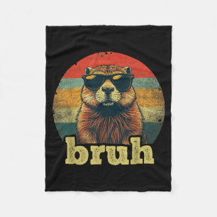 Happy Groundhog Day Bruh Meme Groundhog Teens Boys Fleece Blanket