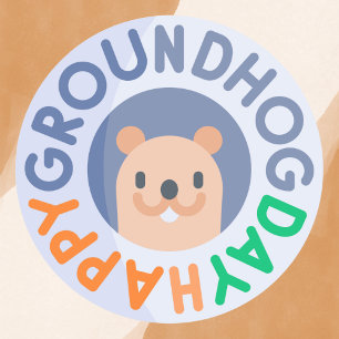 Happy Groundhog Day Cartoon Classic Round Sticker