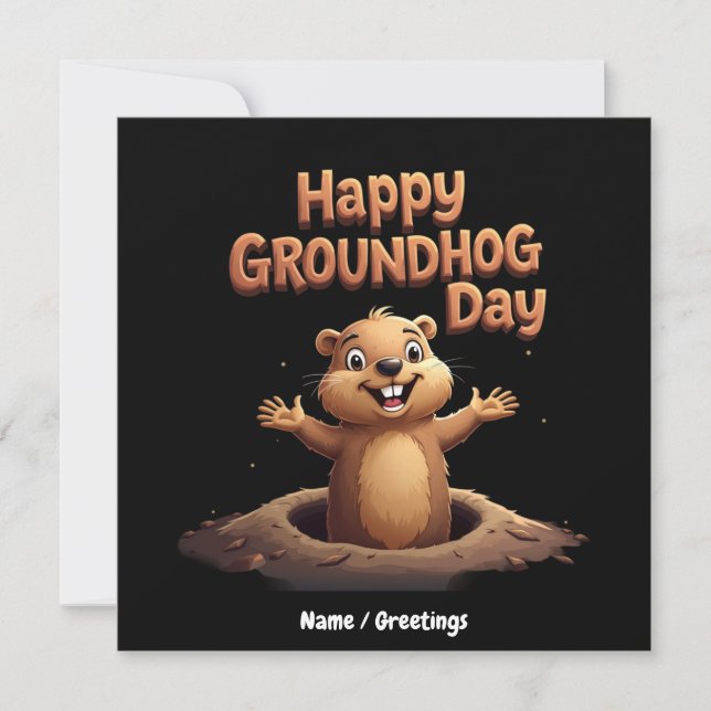 Happy Groundhog Day Celebrate with Humour, Fun Invitation (Front)