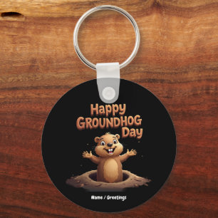 Happy Groundhog Day Celebrate with Humour, Fun Keychain