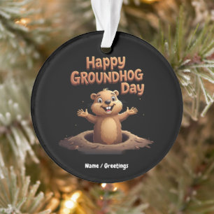 Happy Groundhog Day Celebrate with Humour, Fun Ornament