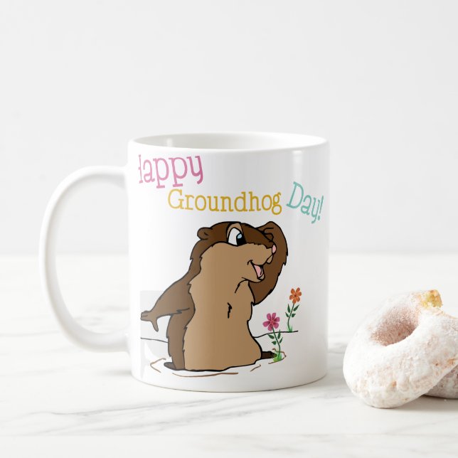 Happy Groundhog Day Coffee Mug (With Donut)