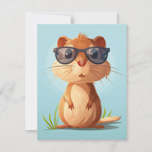 Happy Groundhog Day Cute Colorful Woodchuck  Holiday Card