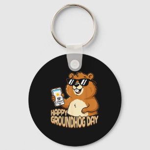 Happy Groundhog Day Cute Woodchuck Funny Groundhog Keychain