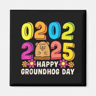 Happy Groundhog Day February 2 2025 Men Women Retr Magnet