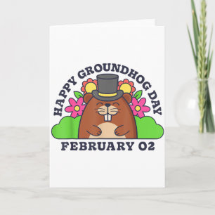 Happy Groundhog Day February 2 Men Women Funny Ret Card