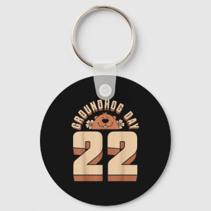 Happy Groundhog Day February 2 Retro Animal Lovers Keychain