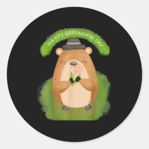 Happy Groundhog Day For Women Men And Kids Classic Round Sticker