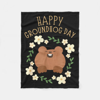 Happy Groundhog Day - Funny Celebration  Fleece Blanket