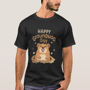 Happy Groundhog Day Funny Cute Ground Hog Animal L T-Shirt