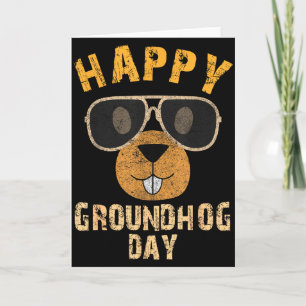 Happy Groundhog Day Funny Ground Hog Sungles Anima Card