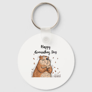 Happy Groundhog Day Funny Groundhog Holiday Men Wo Keychain