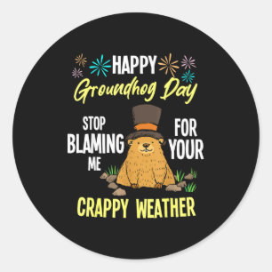 Happy Groundhog Day Funny Groundhog Lover Classic Round Sticker