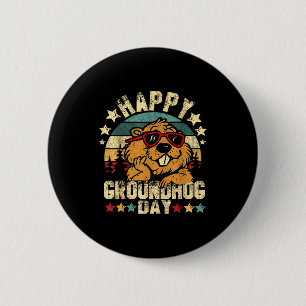 Happy Groundhog Day Funny Groundhog Sungles Cute 2 Inch Round Button