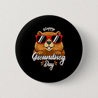 Happy Groundhog Day Funny Groundhog Sungles Cute K 2 Inch Round Button