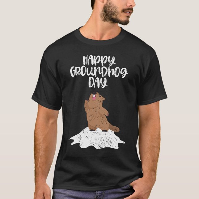 Happy Groundhog Day Funny Winter Celebration Gift T-Shirt (Front)