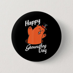 Happy Groundhog Day Funny Woodchuck & Groundho 2 Inch Round Button