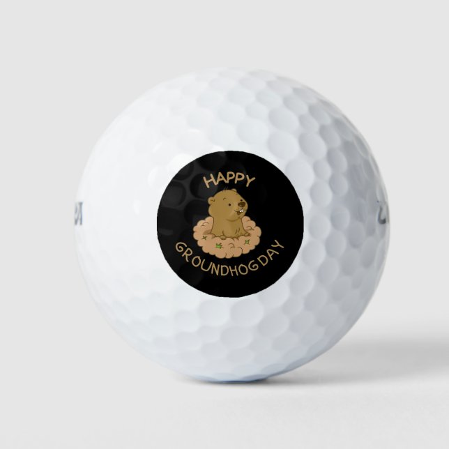 Happy Groundhog Day Golf Balls (Front)