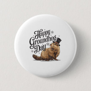Happy Groundhog Day Ground Hog Animal Costume Men  2 Inch Round Button
