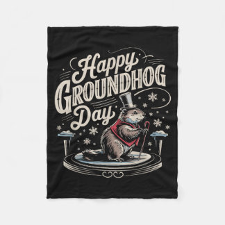Happy Groundhog Day Ground Hog Animal Costume Men  Fleece Blanket