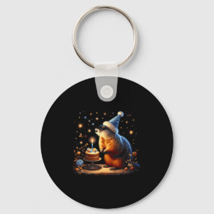 Happy Groundhog Day Ground Hog With Birthday Cake  Keychain