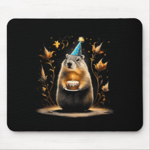 Happy Groundhog Day Ground Hog With Birthday Cake  Mouse Pad