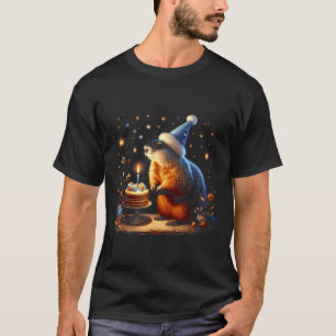 Happy Groundhog Day Ground Hog With Birthday Cake T-Shirt