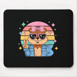 Happy Groundhog Day Ground Hog With Hat Animal Lov Mouse Pad