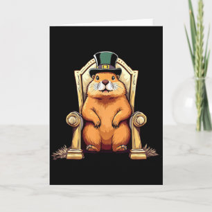 Happy Groundhog Day Ground Hog With Hat  Card