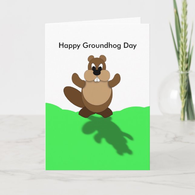 Happy Groundhog Day, Groundhog Arms Up Card (Front)