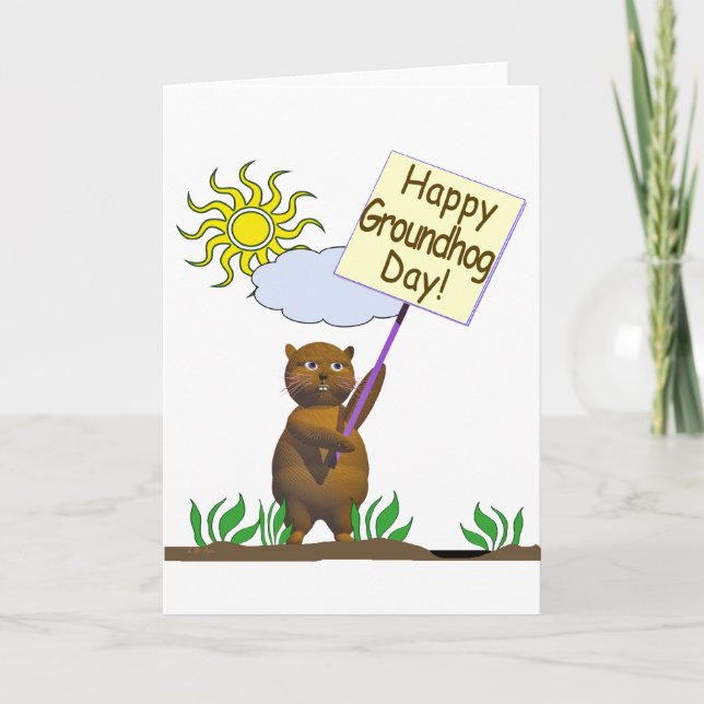 Happy Groundhog Day Groundhog Card (Front)