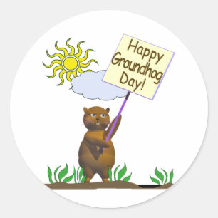 Happy Groundhog Day Groundhog Classic Round Sticker
