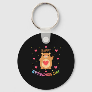 Happy Groundhog Day Groundhog Day Cute Woodchuck G Keychain