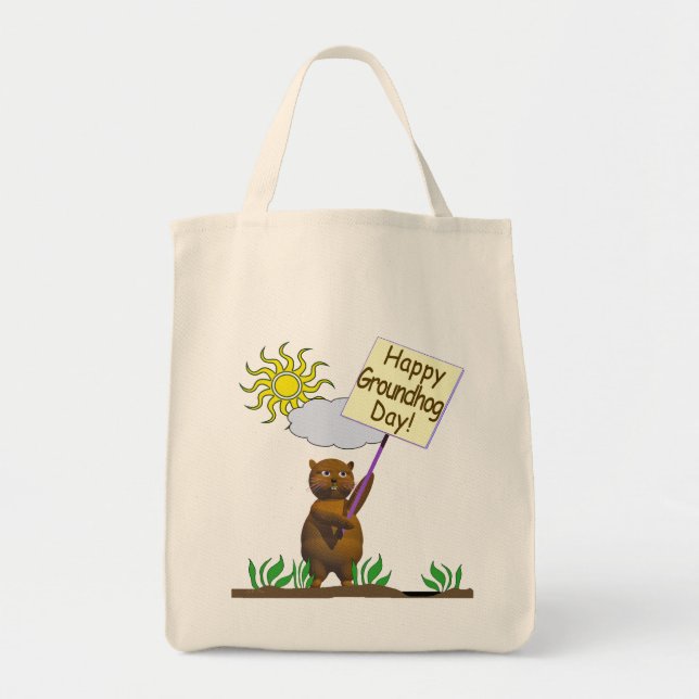 Happy Groundhog Day Groundhog Tote Bag (Front)