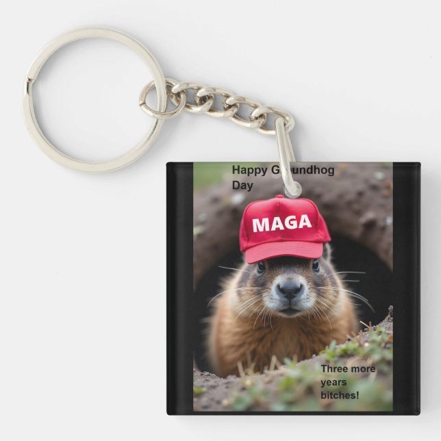 Happy Groundhog Day Keychain (Front)