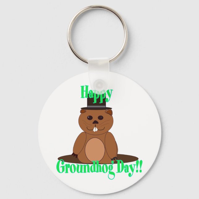 Happy Groundhog Day! Keychain (Front)