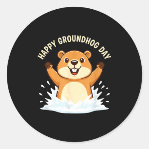 Happy Groundhog Day Kids Groundhog Teacher Clroom Classic Round Sticker