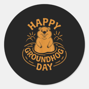 Happy Groundhog Day Kids Toddler Men Women Boys Gi Classic Round Sticker